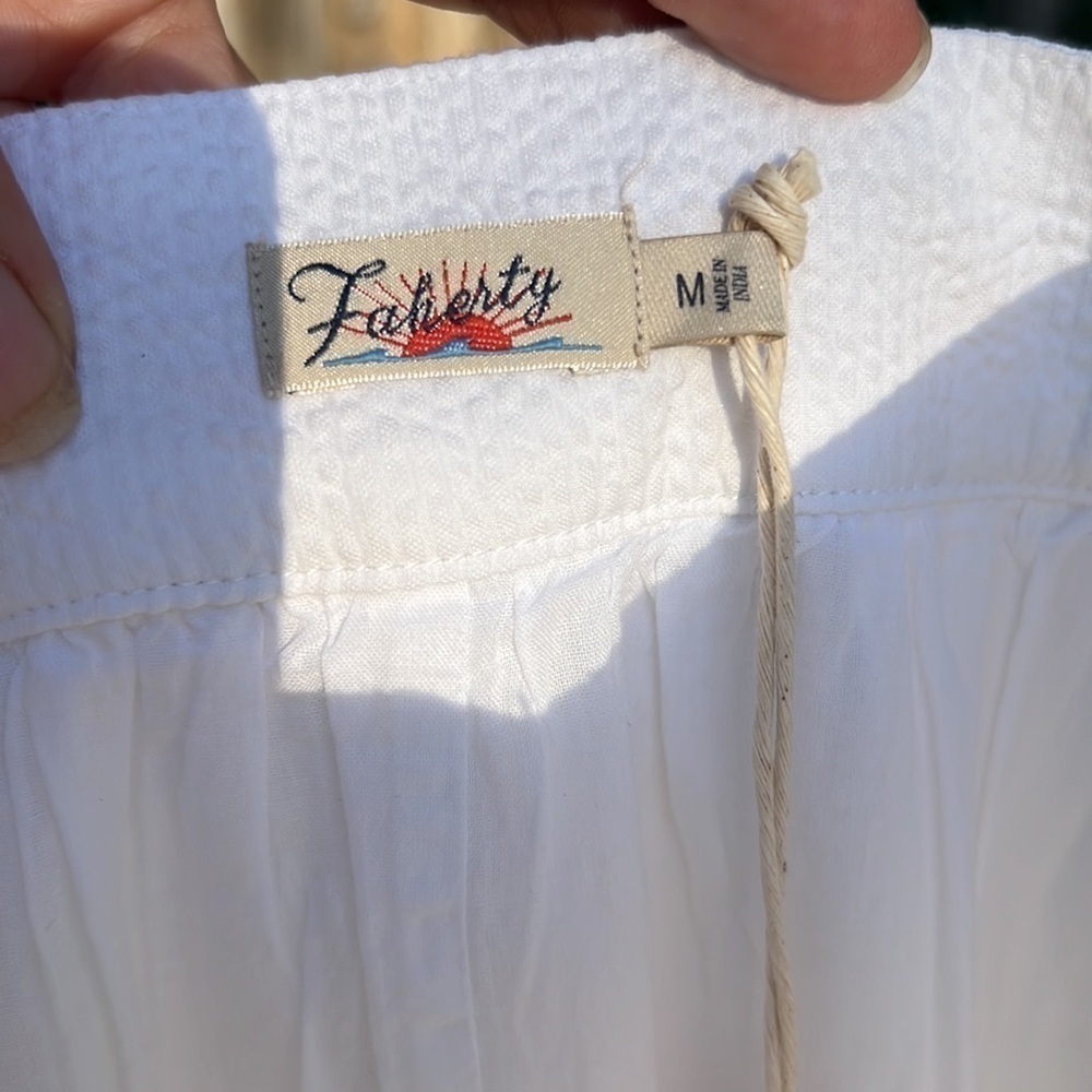 ▶️ Faherty ◀️ Marina Seeksucker Tiered Maxi Dress Organic Cotton Size Medium - Picture 6 of 15